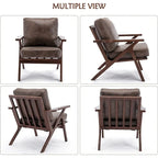 Ebello Upholstered Leather Accent Armhair with Solid Wood Frame and Removable Cushions