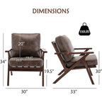 Ebello Upholstered Leather Accent Armhair with Solid Wood Frame and Removable Cushions