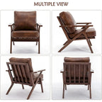 Ebello Upholstered Leather Accent Armhair with Solid Wood Frame and Removable Cushions
