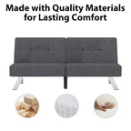 Modern Armless Loveseat Sofa Bed Chair Couch Wood Living Room with two Cushions