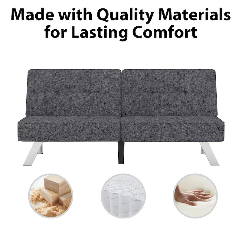 Modern Armless Loveseat Sofa Bed Chair Couch Wood Living Room with two Cushions