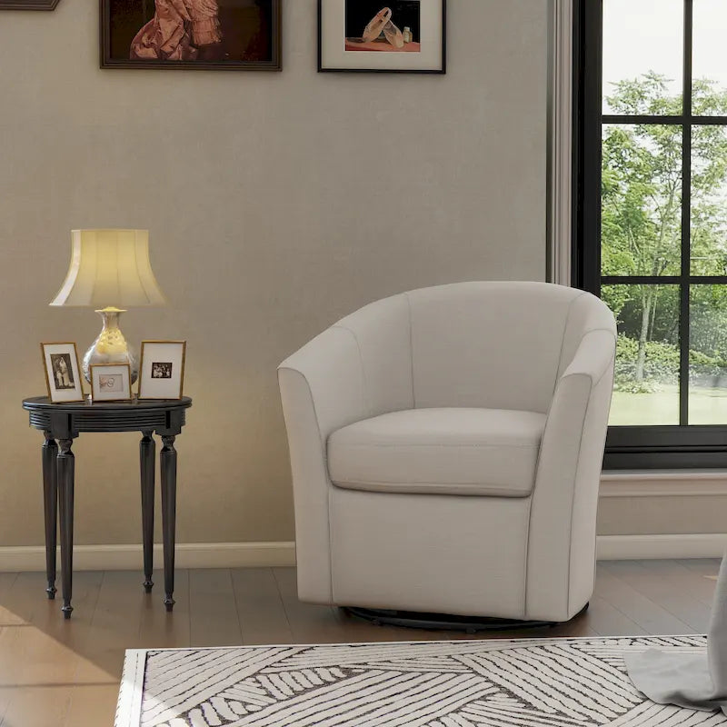 Sillón decorativo giratorio moderno tapizado, estilo barril, para la sala