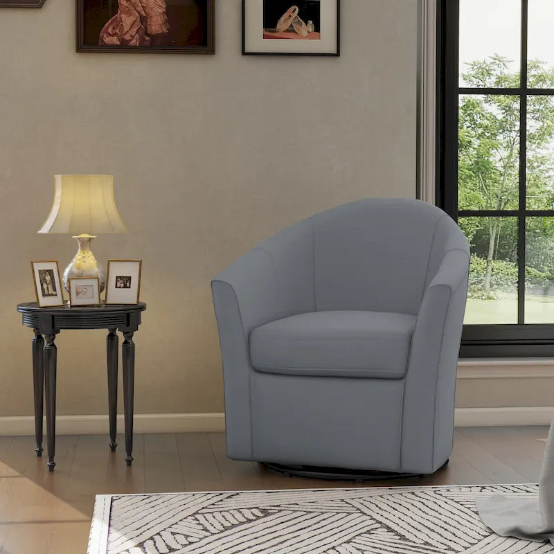 Sillón decorativo giratorio moderno tapizado, estilo barril, para la sala