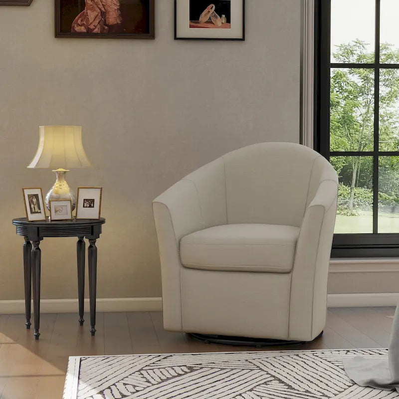 Sillón decorativo giratorio moderno tapizado, estilo barril, para la sala