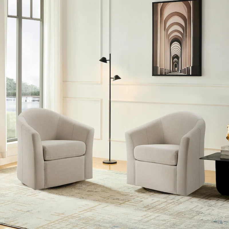 Sillón decorativo giratorio moderno tapizado, estilo barril, para la sala