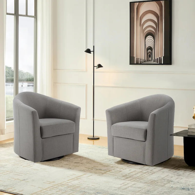 Sillón decorativo giratorio moderno tapizado, estilo barril, para la sala
