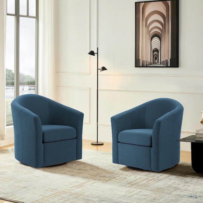 Sillón decorativo giratorio moderno tapizado, estilo barril, para la sala