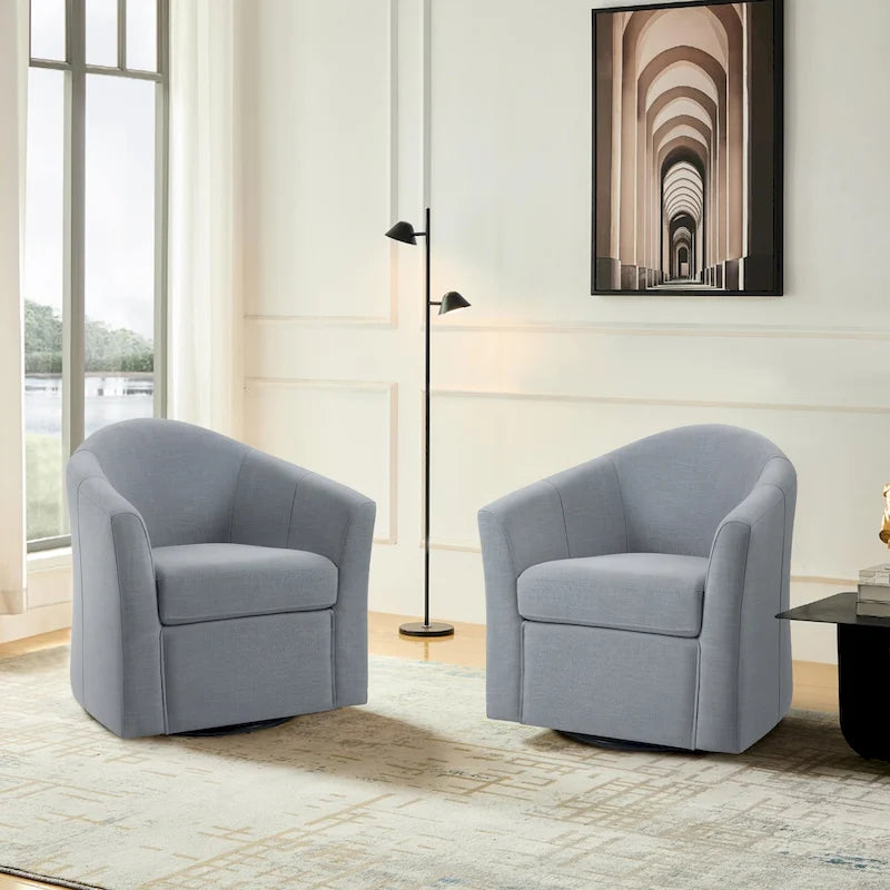 Sillón decorativo giratorio moderno tapizado, estilo barril, para la sala