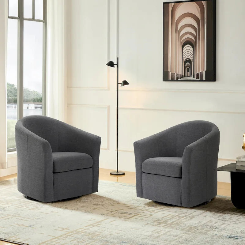 Sillón decorativo giratorio moderno tapizado, estilo barril, para la sala