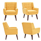 HUIMO Modern Linen Upholstered Armchair Tufted Accent Chair