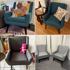 HUIMO Modern Linen Upholstered Armchair Tufted Accent Chair
