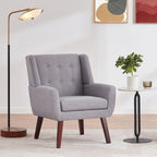HUIMO Modern Linen Upholstered Armchair Tufted Accent Chair