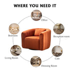 Ebello Oversize Velvet Swivel 360 Rotation Barrel Comfy Round Armchair With Plump Pillow Suitable For Living Room Bedroom
