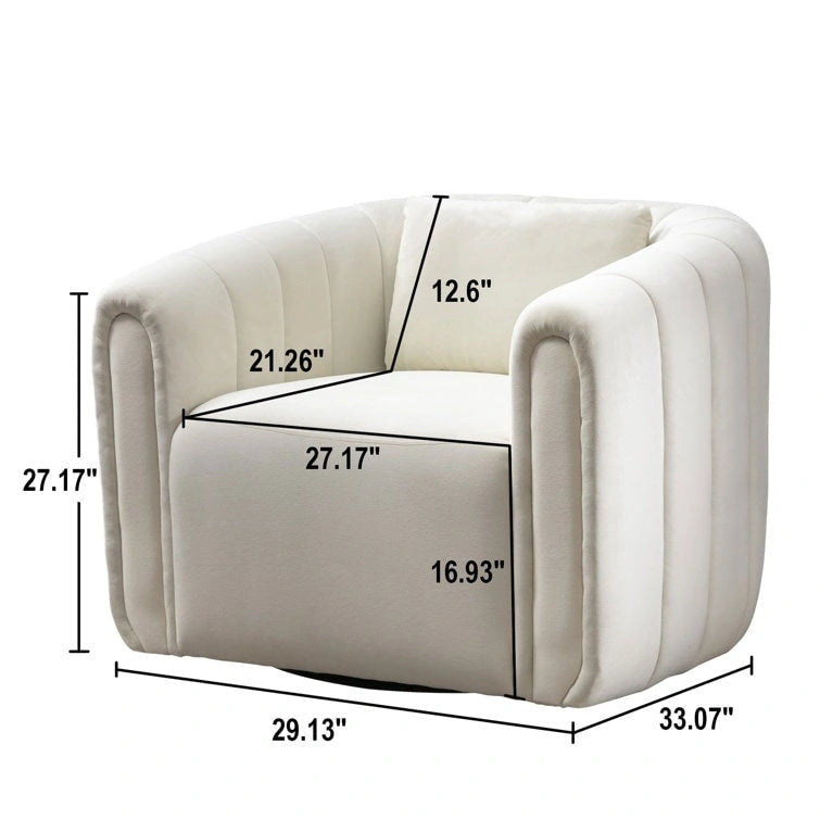 Ebello Oversize Velvet Swivel 360 Rotation Barrel Comfy Round Armchair With Plump Pillow Suitable For Living Room Bedroom