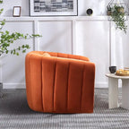 Ebello Oversize Velvet Swivel 360 Rotation Barrel Comfy Round Armchair With Plump Pillow Suitable For Living Room Bedroom
