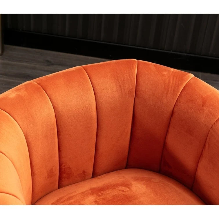 Ebello Oversize Velvet Swivel 360 Rotation Barrel Comfy Round Armchair With Plump Pillow Suitable For Living Room Bedroom