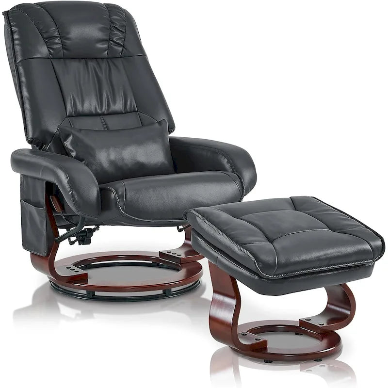 Sillones reclinables giratorios MCombo con otomana, sillones para ver televisión con masaje vibratorio, sillón ergonómico para sala de estar, cuero sintético 4877