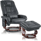 MCombo Swivel Recliners with Ottoman, Vibration Massage TV Chairs, Ergonomic Lounge Chair for Living Room, Faux Leather 4877