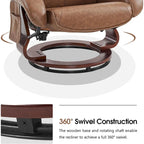 MCombo Swivel Recliners with Ottoman, Vibration Massage TV Chairs, Ergonomic Lounge Chair for Living Room, Faux Leather 4877