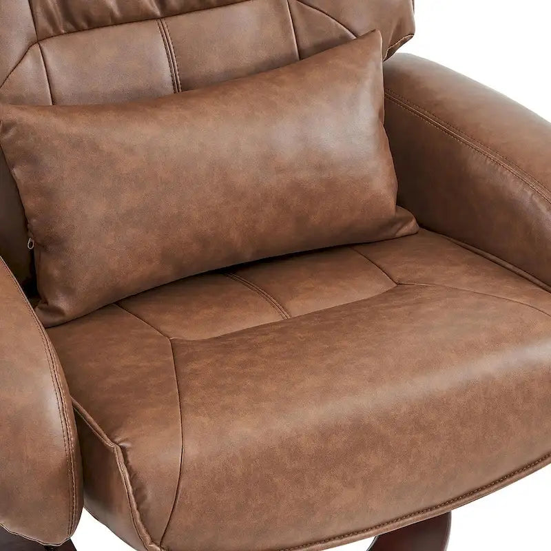 MCombo Swivel Recliners with Ottoman, Vibration Massage TV Chairs, Ergonomic Lounge Chair for Living Room, Faux Leather 4877
