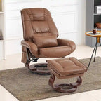 MCombo Swivel Recliners with Ottoman, Vibration Massage TV Chairs, Ergonomic Lounge Chair for Living Room, Faux Leather 4877
