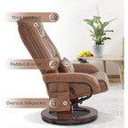 MCombo Swivel Recliners with Ottoman, Vibration Massage TV Chairs, Ergonomic Lounge Chair for Living Room, Faux Leather 4877