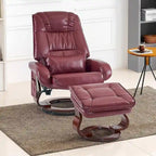 MCombo Swivel Recliners with Ottoman, Vibration Massage TV Chairs, Ergonomic Lounge Chair for Living Room, Faux Leather 4877