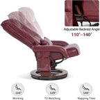 MCombo Swivel Recliners with Ottoman, Vibration Massage TV Chairs, Ergonomic Lounge Chair for Living Room, Faux Leather 4877