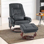MCombo Swivel Recliners with Ottoman, Vibration Massage TV Chairs, Ergonomic Lounge Chair for Living Room, Faux Leather 4877