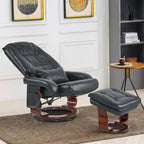 MCombo Swivel Recliners with Ottoman, Vibration Massage TV Chairs, Ergonomic Lounge Chair for Living Room, Faux Leather 4877