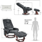 MCombo Swivel Recliners with Ottoman, Vibration Massage TV Chairs, Ergonomic Lounge Chair for Living Room, Faux Leather 4877