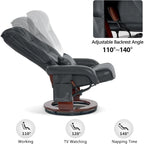 MCombo Swivel Recliners with Ottoman, Vibration Massage TV Chairs, Ergonomic Lounge Chair for Living Room, Faux Leather 4877