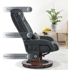 MCombo Swivel Recliners with Ottoman, Vibration Massage TV Chairs, Ergonomic Lounge Chair for Living Room, Faux Leather 4877