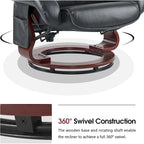 MCombo Swivel Recliners with Ottoman, Vibration Massage TV Chairs, Ergonomic Lounge Chair for Living Room, Faux Leather 4877
