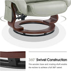 MCombo Swivel Recliners with Ottoman, Vibration Massage TV Chairs, Ergonomic Lounge Chair for Living Room, Faux Leather 4877