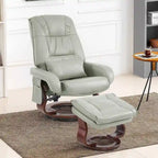 MCombo Swivel Recliners with Ottoman, Vibration Massage TV Chairs, Ergonomic Lounge Chair for Living Room, Faux Leather 4877