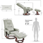 MCombo Swivel Recliners with Ottoman, Vibration Massage TV Chairs, Ergonomic Lounge Chair for Living Room, Faux Leather 4877