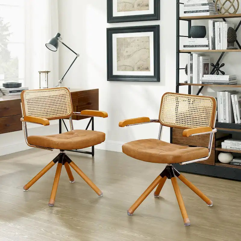 Poltrona d’accento girevole Art Leon in pelle PU e legno
