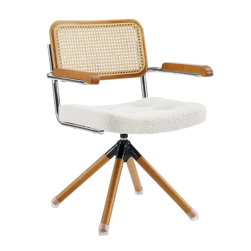 Poltrona d’accento girevole Art Leon in pelle PU e legno