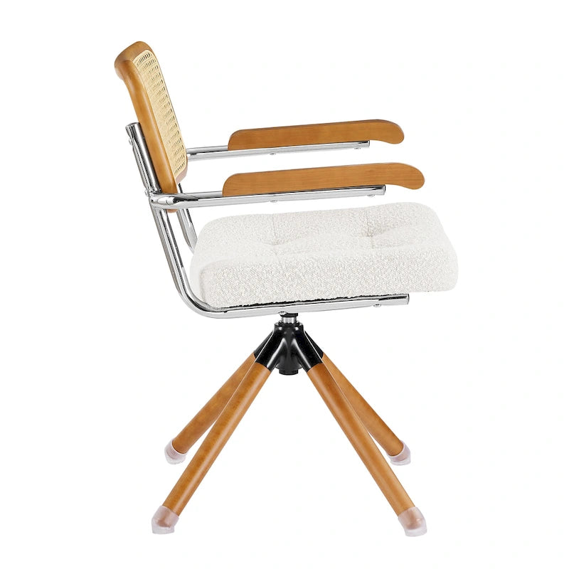 Poltrona d’accento girevole Art Leon in pelle PU e legno