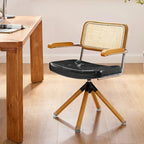 Poltrona d’accento girevole Art Leon in pelle PU e legno
