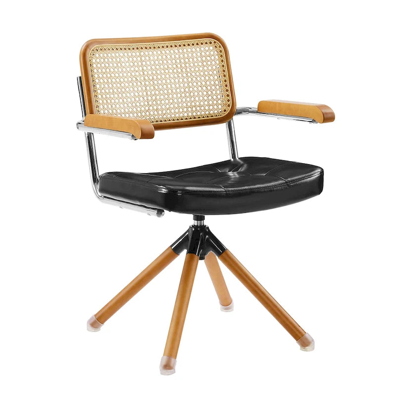Poltrona d’accento girevole Art Leon in pelle PU e legno