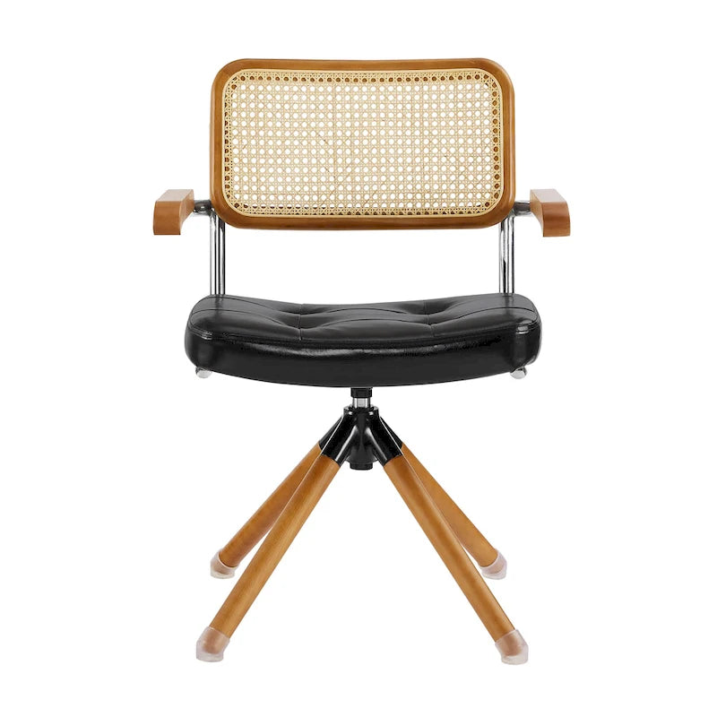 Poltrona d’accento girevole Art Leon in pelle PU e legno