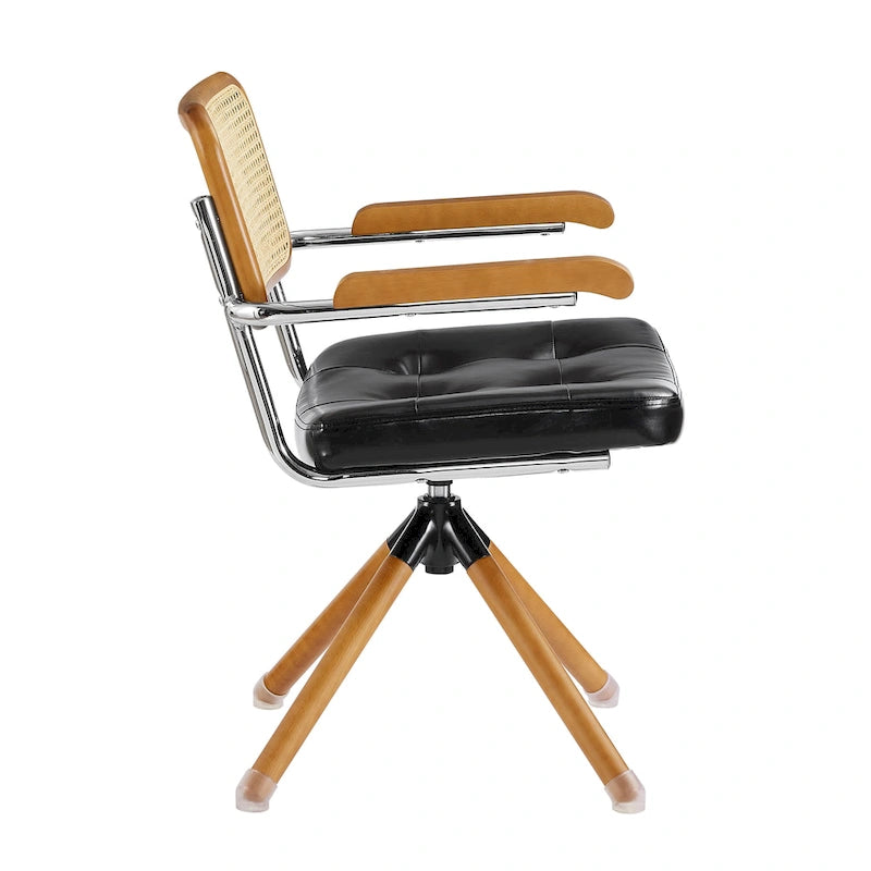 Poltrona d’accento girevole Art Leon in pelle PU e legno