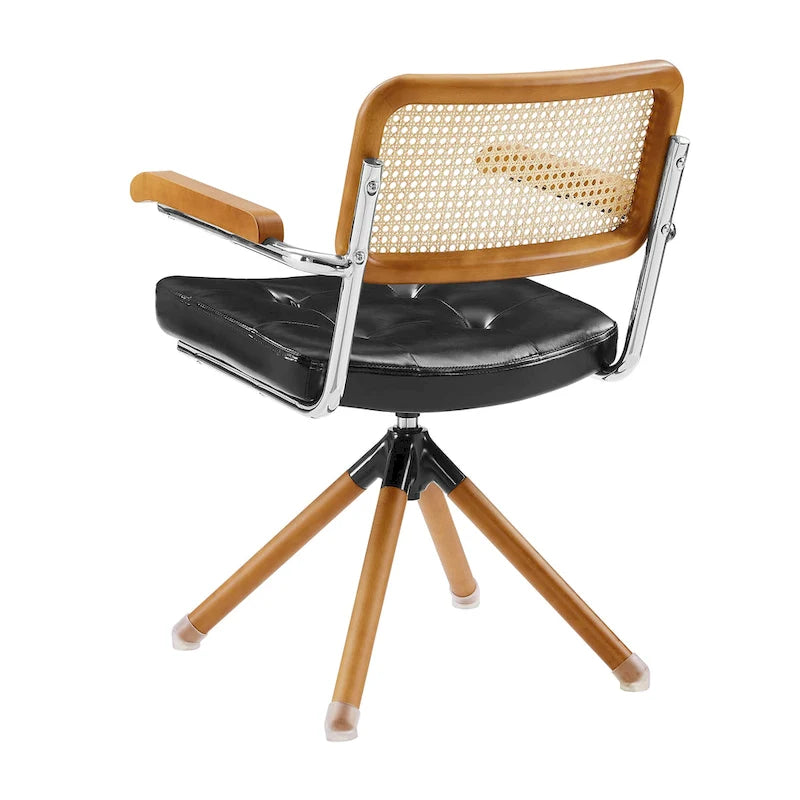 Poltrona d’accento girevole Art Leon in pelle PU e legno