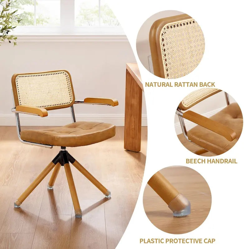 Poltrona d’accento girevole Art Leon in pelle PU e legno