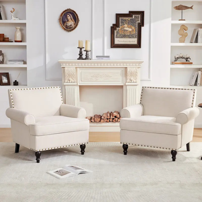 Juego de 2 sillones decorativos con tachuelas Huimo