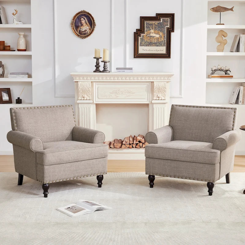 Juego de 2 sillones decorativos con tachuelas Huimo