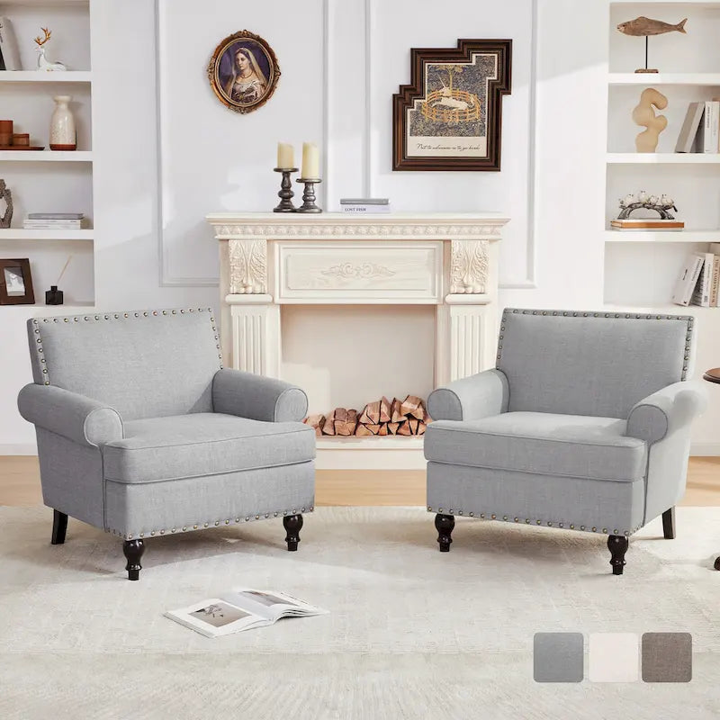Set di 2 poltrone d'accento con borchie decorative Huimo