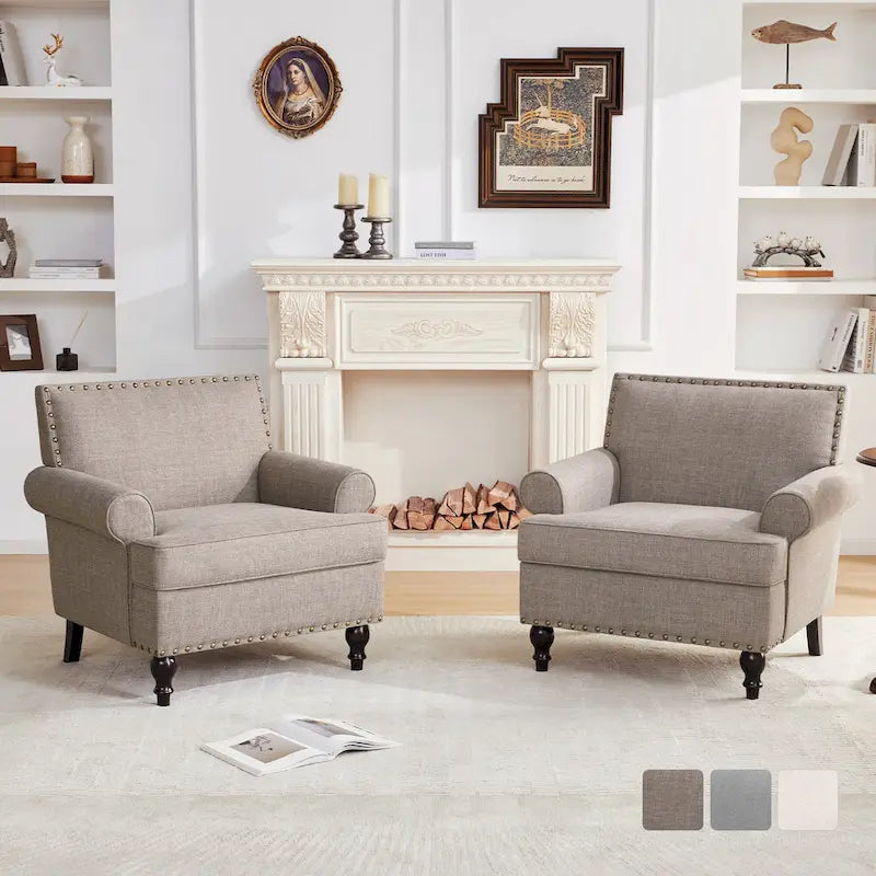 Set di 2 poltrone d'accento con borchie decorative Huimo